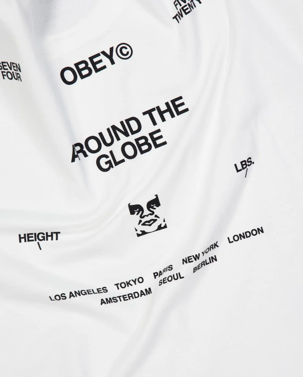 Camiseta Obey Around The Globe Pigment Vintage Blanco Unisex - Image 5