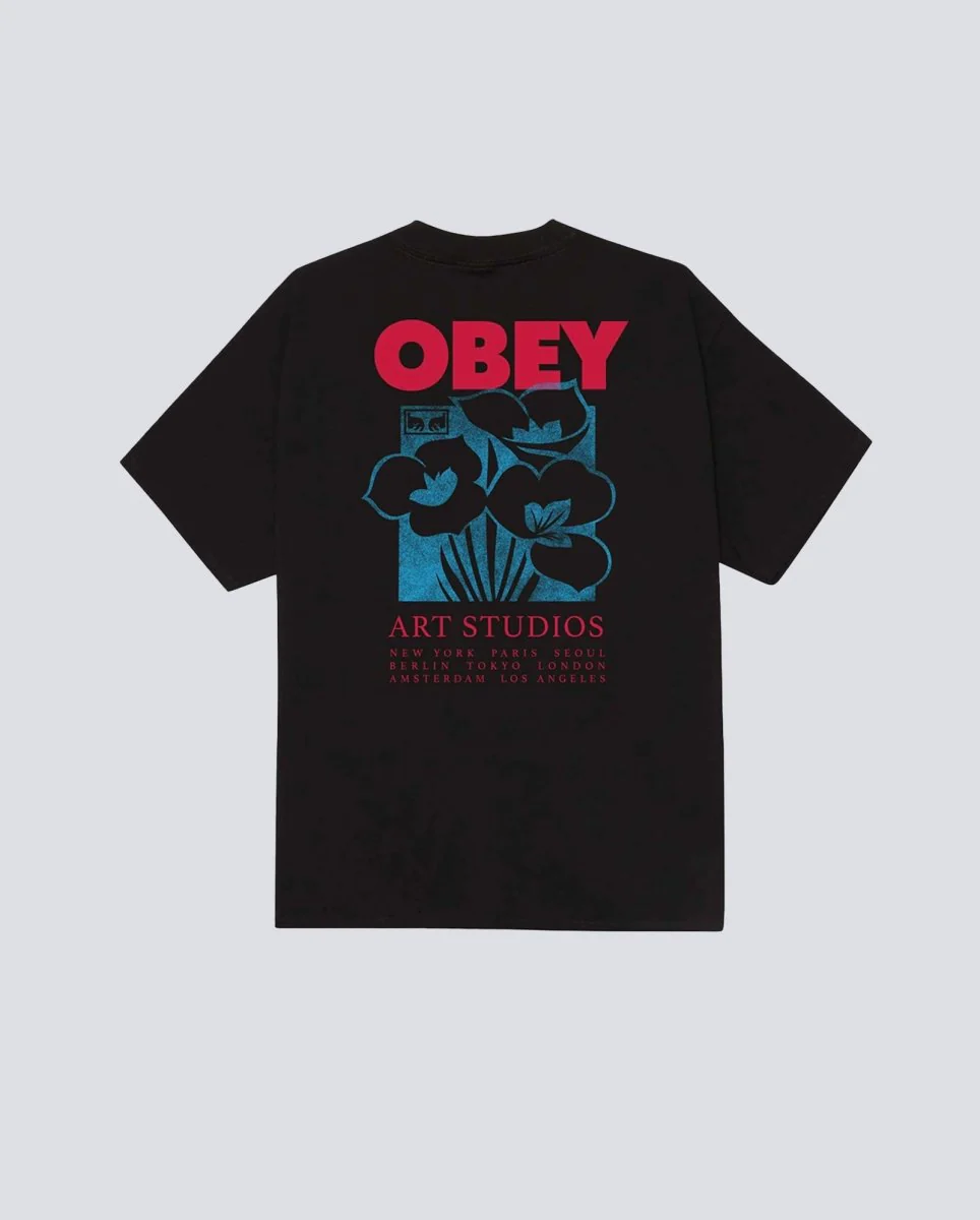 Camiseta Obey Art Studio Flowers Negro Hombre - Image 2