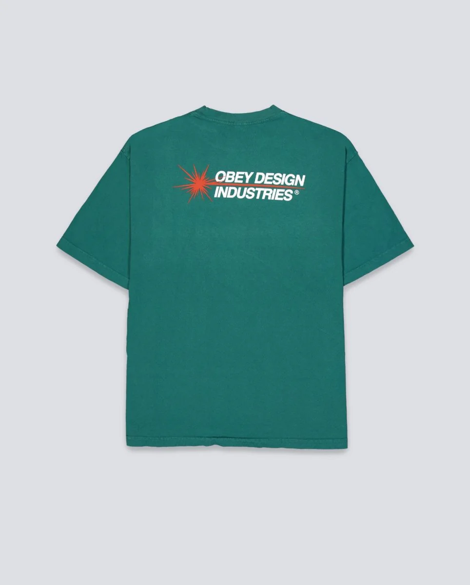Camiseta Obey Design Industries Pigment Rain Verde Unisex - Image 3