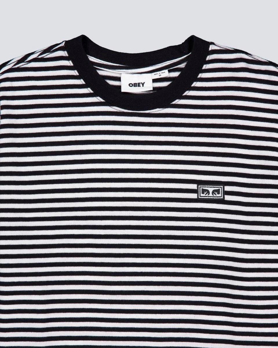 Camiseta Obey Established Works Eyes Rayas Negras Hombre - Image 3
