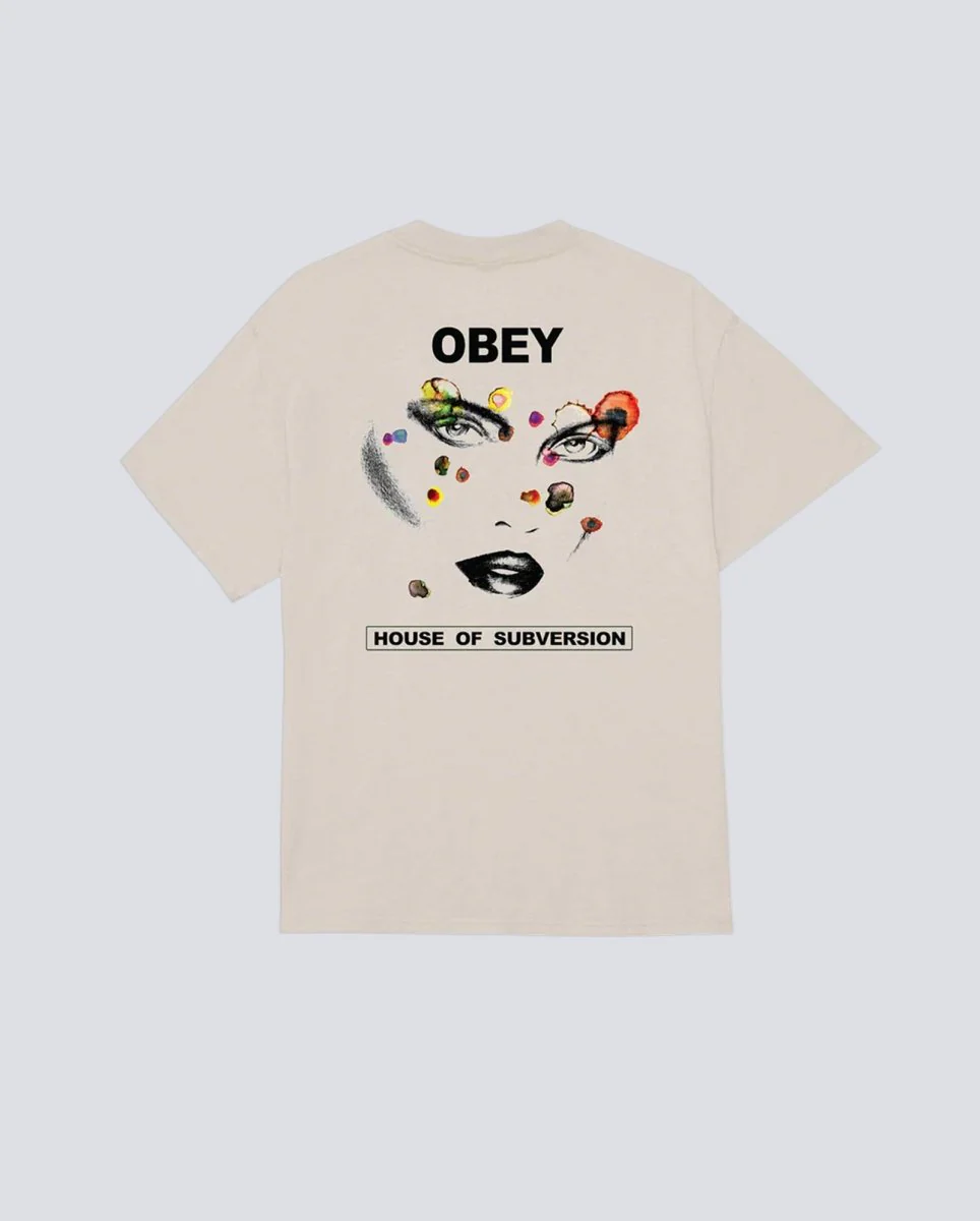 Camiseta Obey Icon Open Minds Open Beige Hombre - Image 2