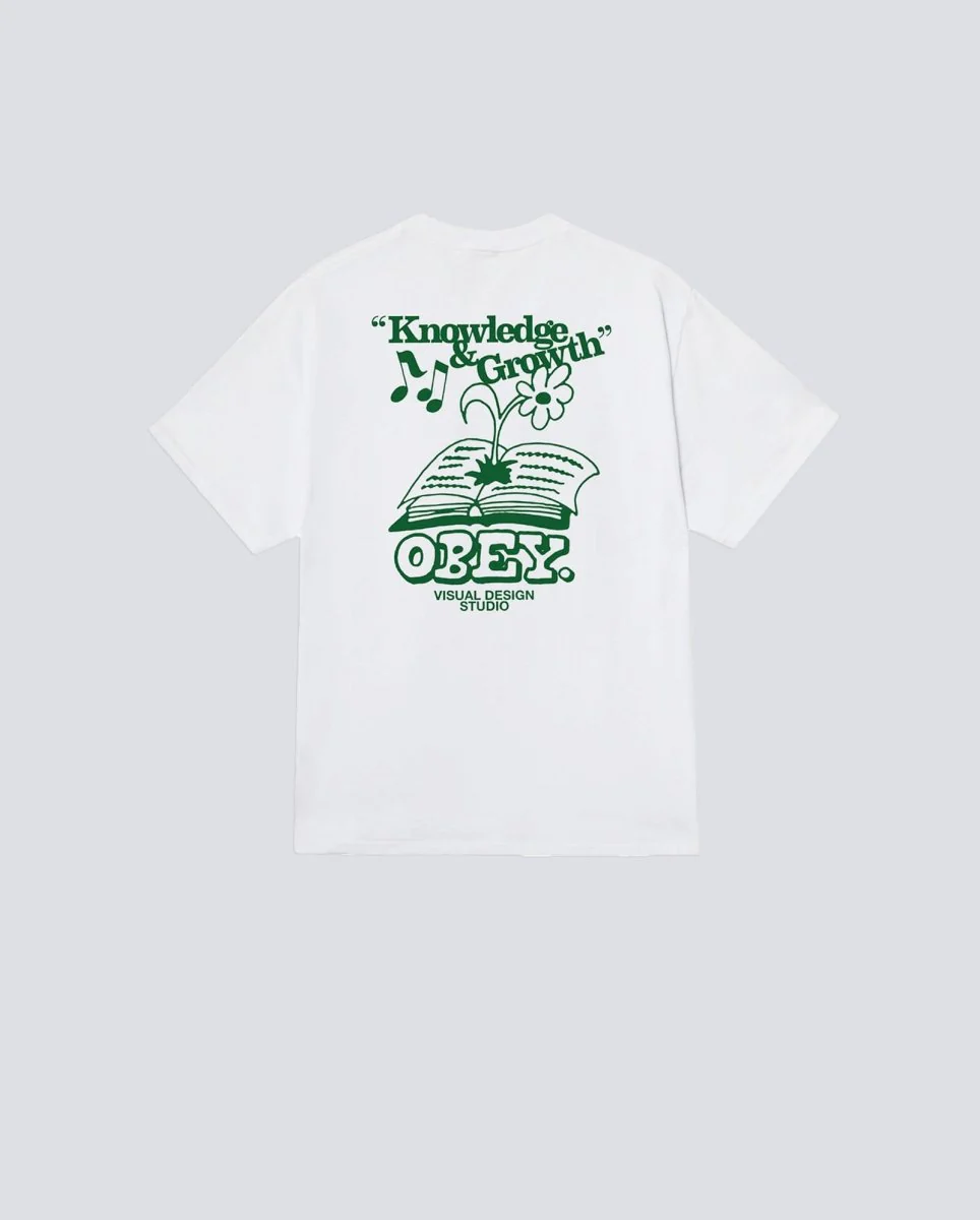Camiseta Obey Knowledge And Growth Blanco Hombre - Image 2