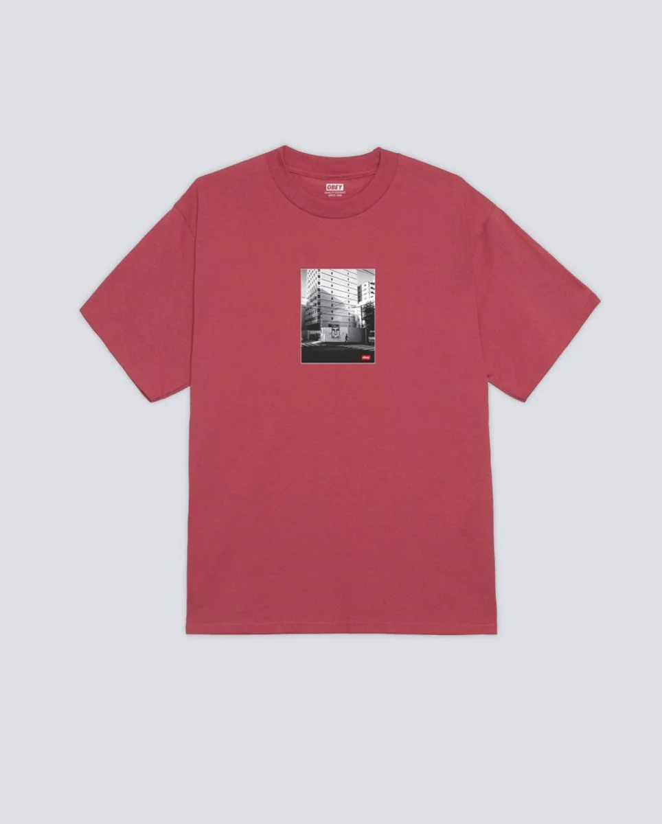 Camiseta Obey Osaka Photo Mineral Rojo Hombre