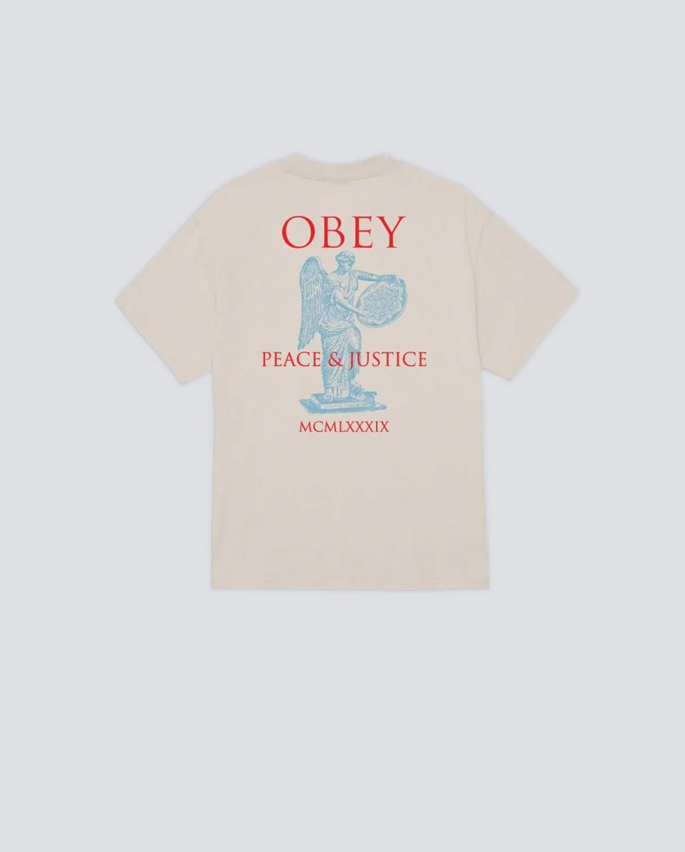 Camiseta Obey Peace And Justice Statue Beige Hombre - Image 2