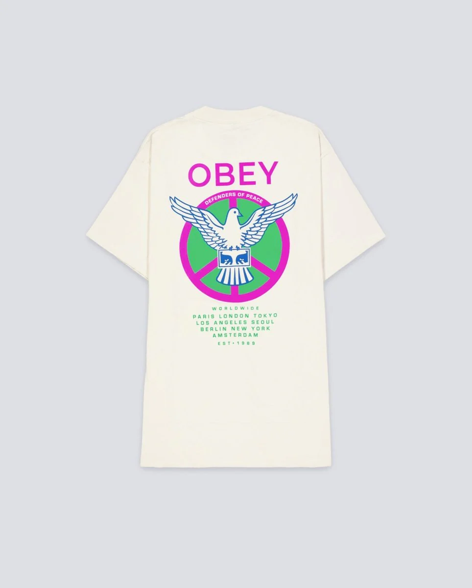 Camiseta Obey Peace Defenders Beige Unisex - Image 3