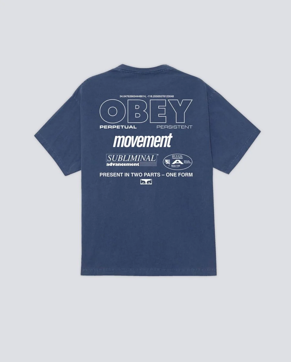 Camiseta Obey Persistent Movement Azul Hombre - Image 2