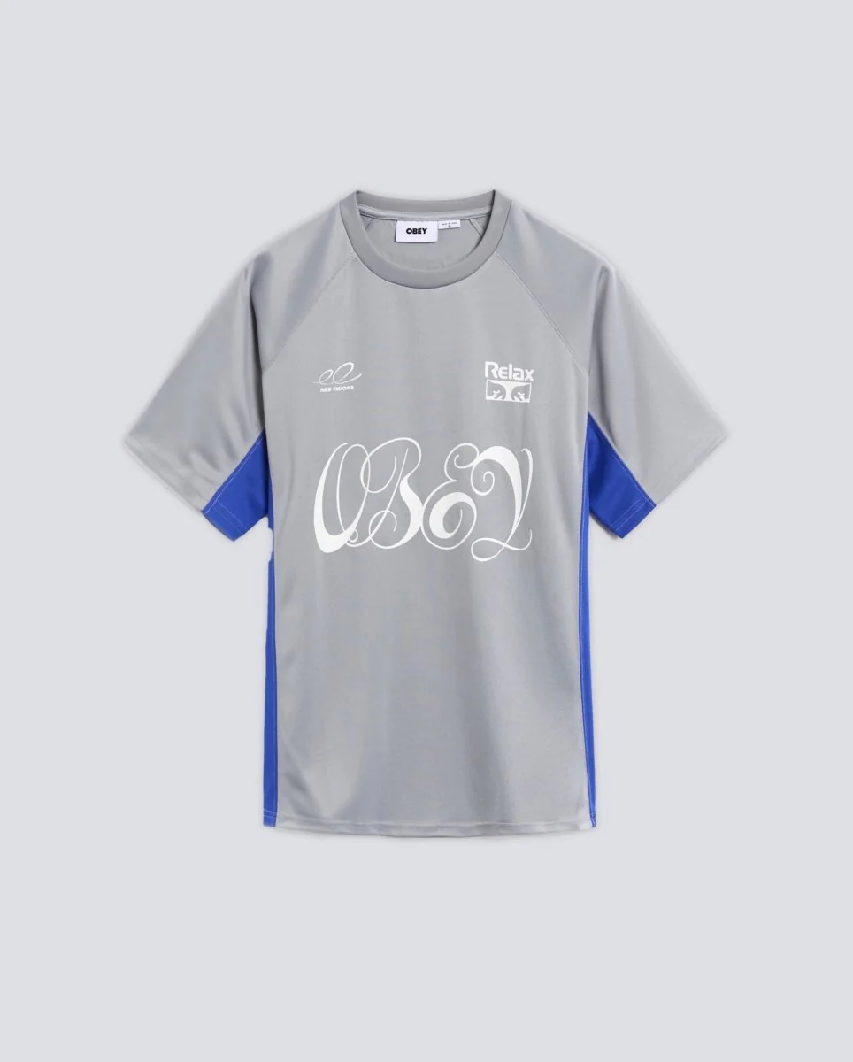 Camiseta Obey Plaza Active Top Quarry Gris Y Azul Hombre