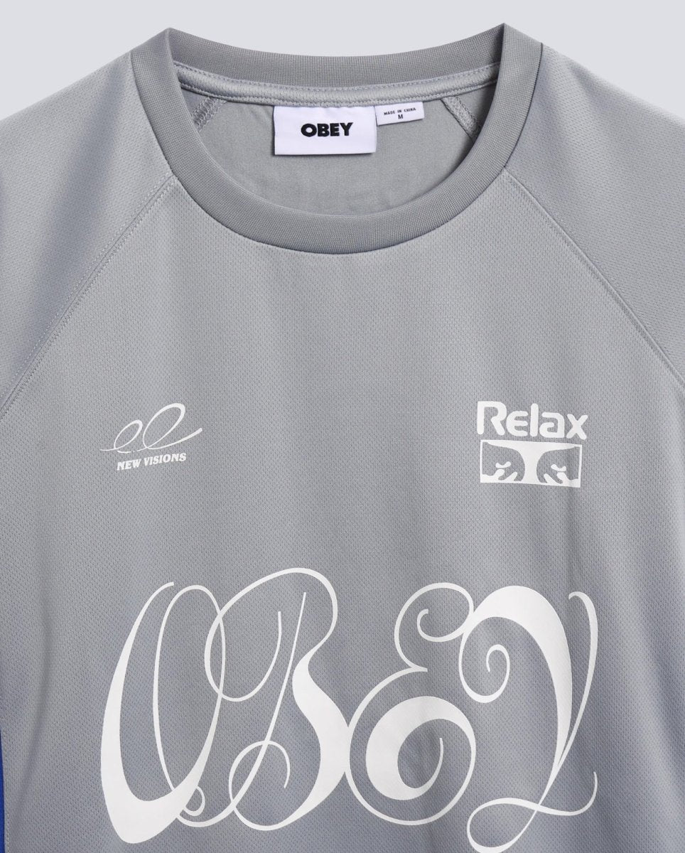 Camiseta Obey Plaza Active Top Quarry Gris Y Azul Hombre - Image 2