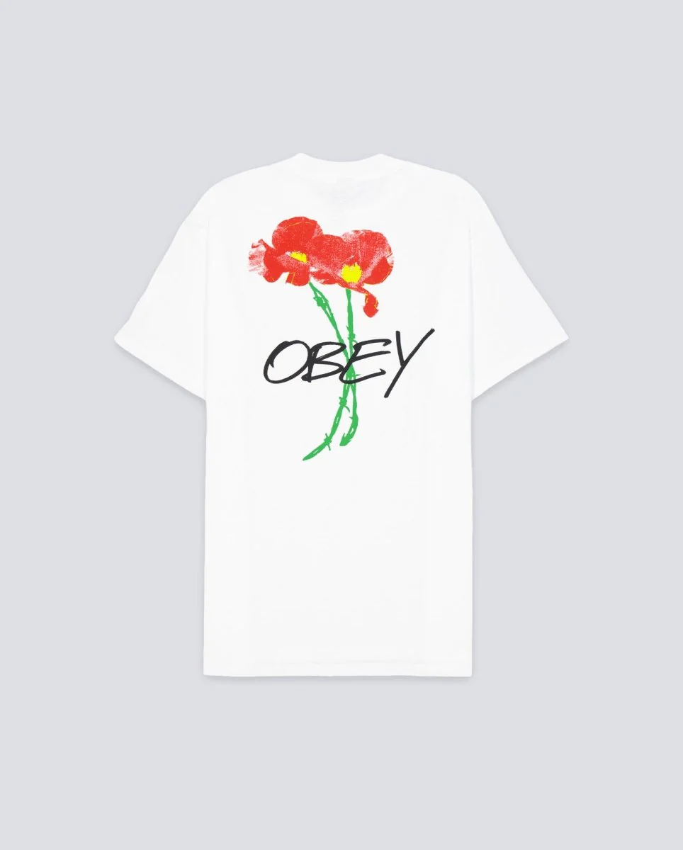 Camiseta Obey Poppies Blanco Unisex - Image 3