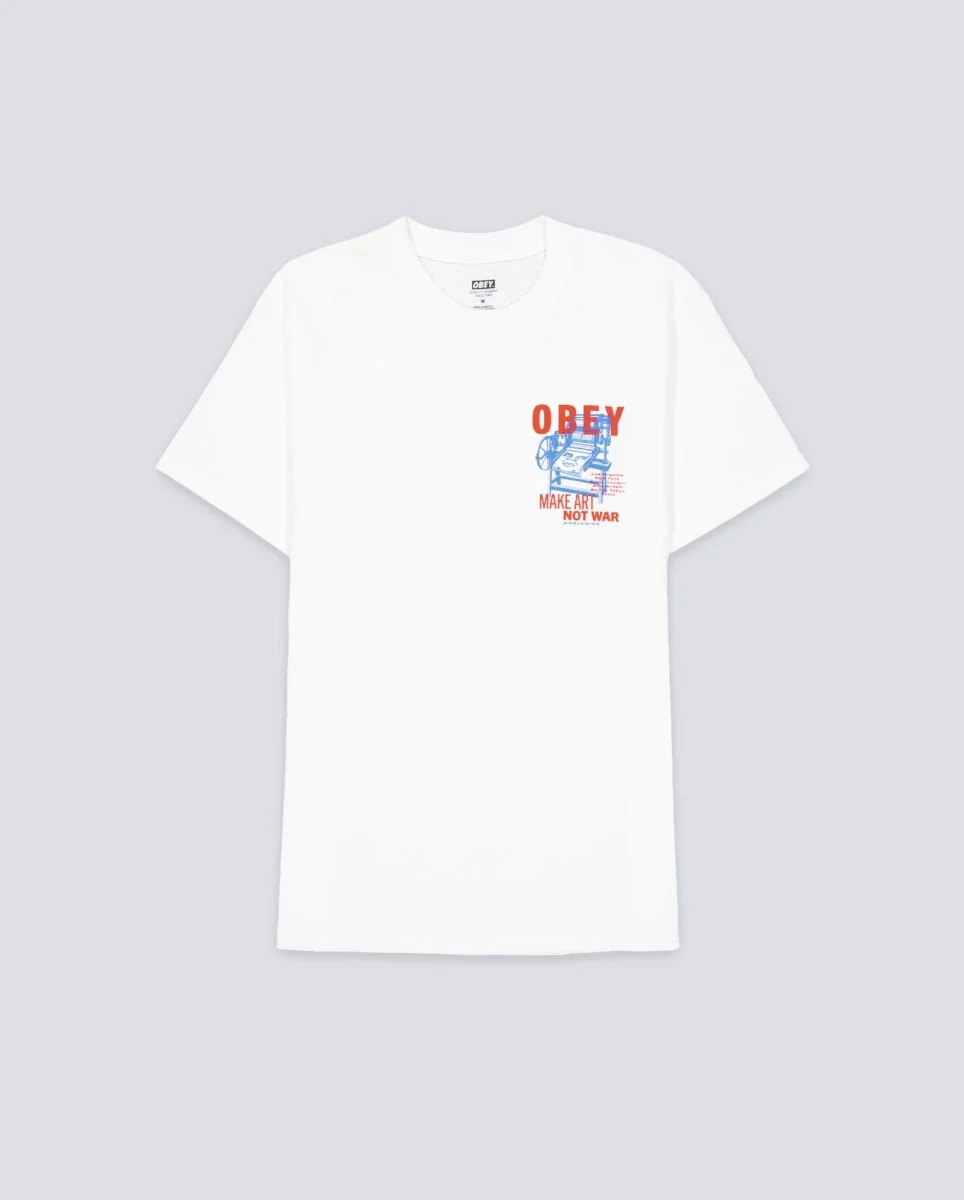 Camiseta Obey Printing Press Make Art Blanco Unisex