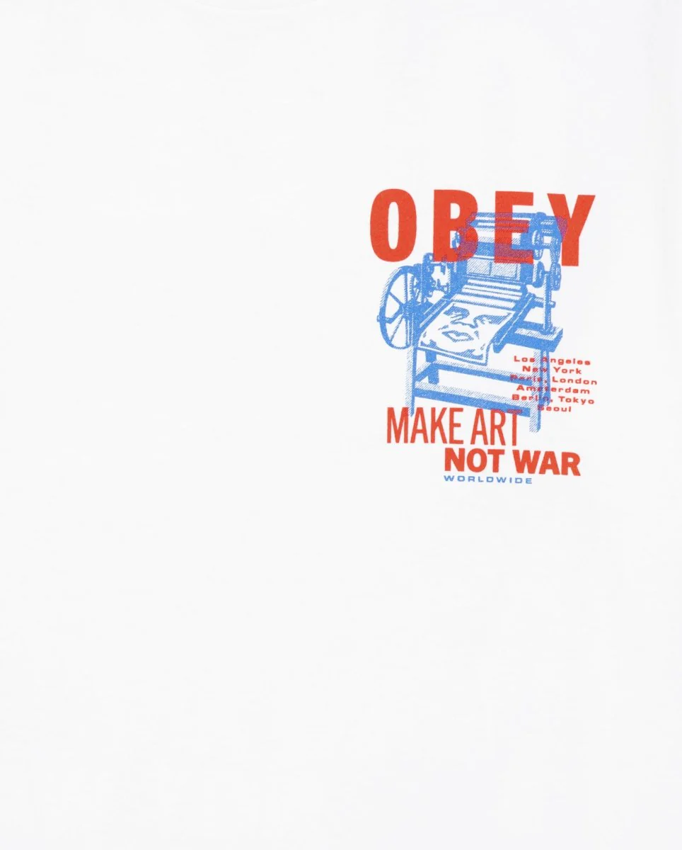 Camiseta Obey Printing Press Make Art Blanco Unisex - Image 2