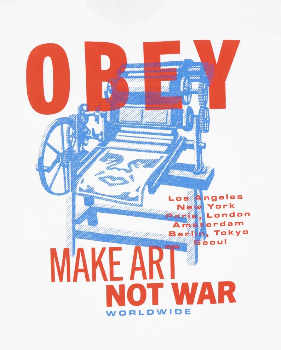 Camiseta Obey Printing Press Make Art Blanco Unisex - Image 4