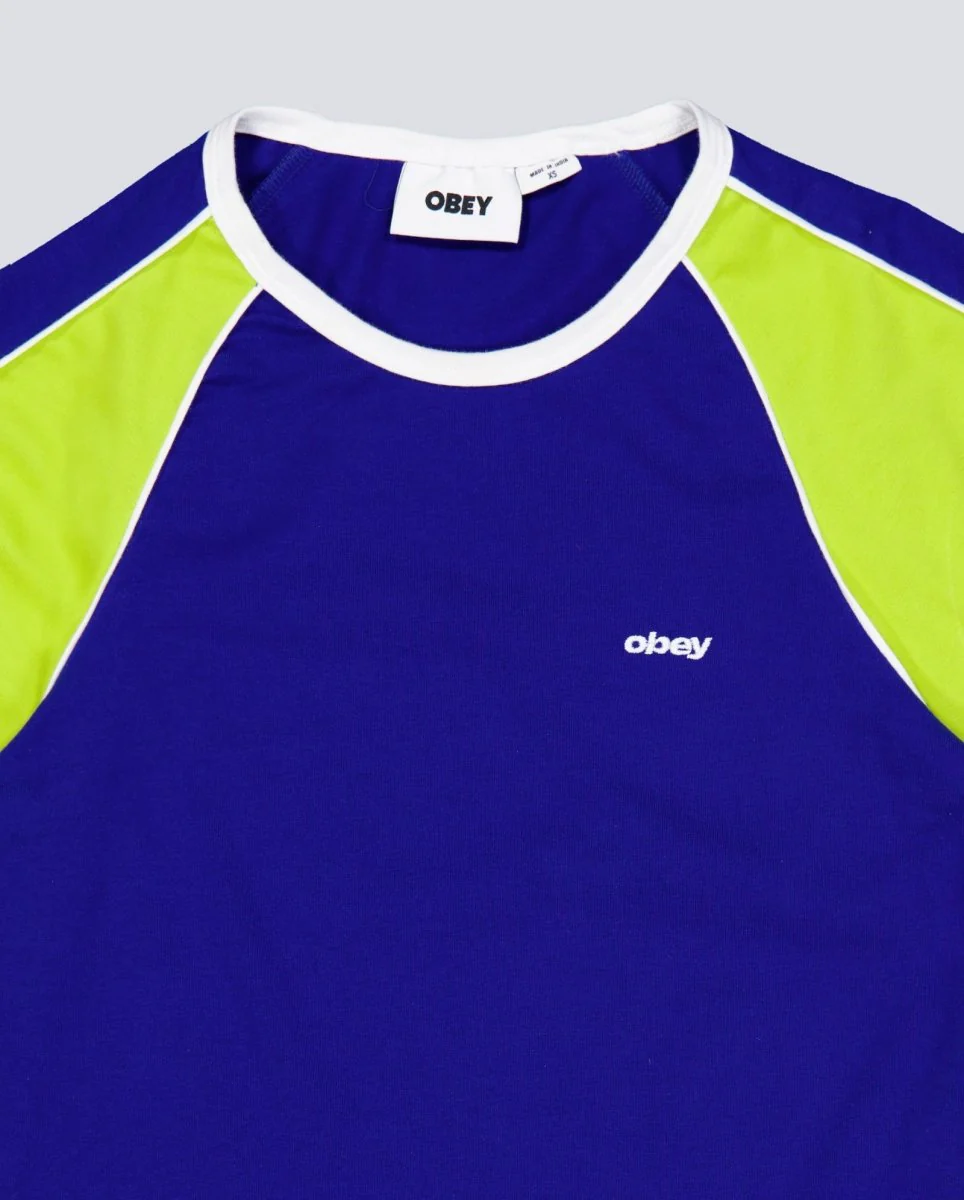 Camiseta Obey Replay Raglan Azul Y Verde Mujer - Image 4