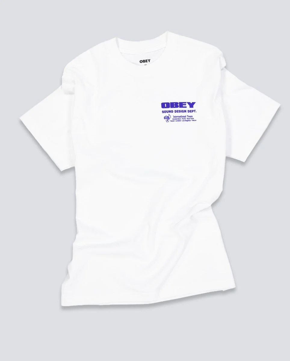 Camiseta Obey Sound Design Dept. Blanco Hombre - Image 4