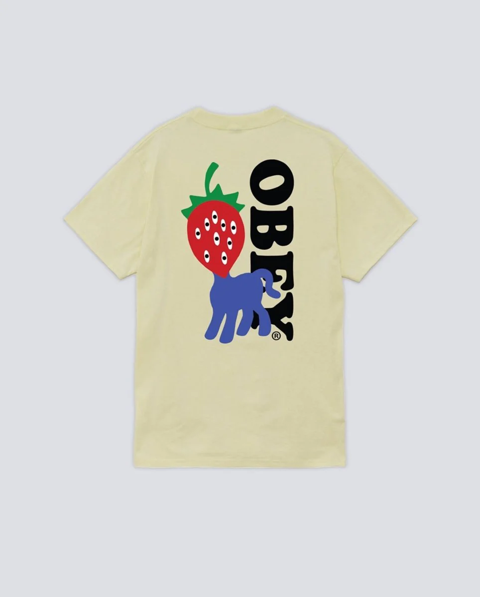 Camiseta Obey Strawberry Amarillo Hombre - Image 2