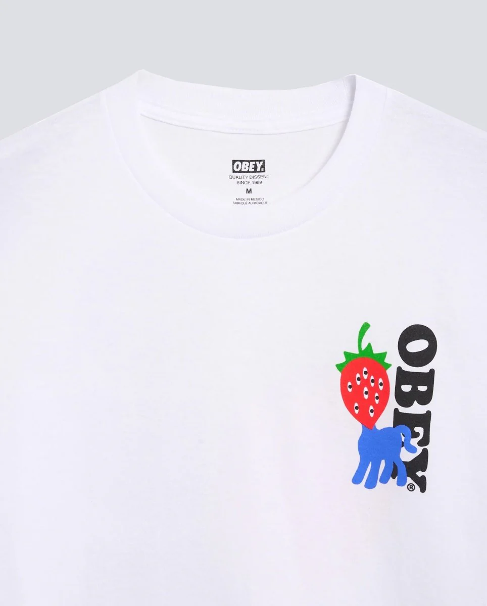 Camiseta Obey Strawberry Blanco Hombre - Image 2
