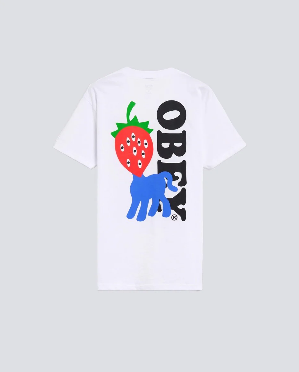 Camiseta Obey Strawberry Blanco Hombre - Image 3