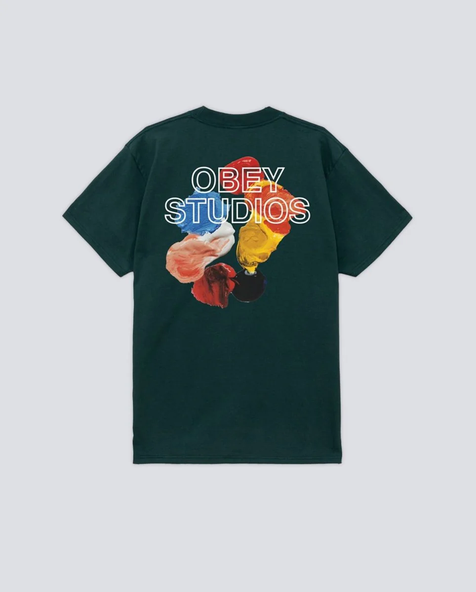 Camiseta Obey Studios Palette Rain Forest Verde Hombre - Image 2