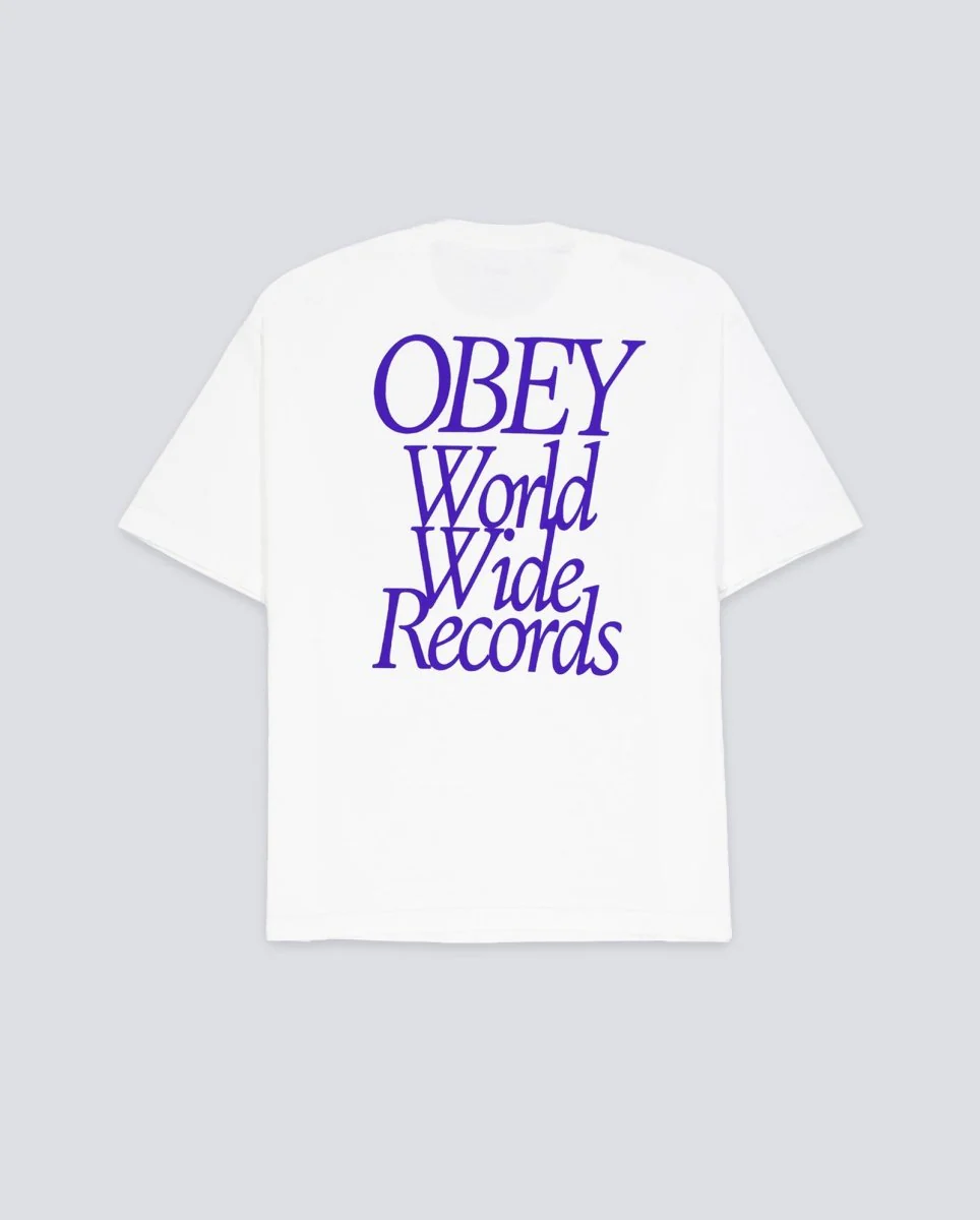 Camiseta Obey Worldwide Records Pigment Blanco Unisex - Image 3