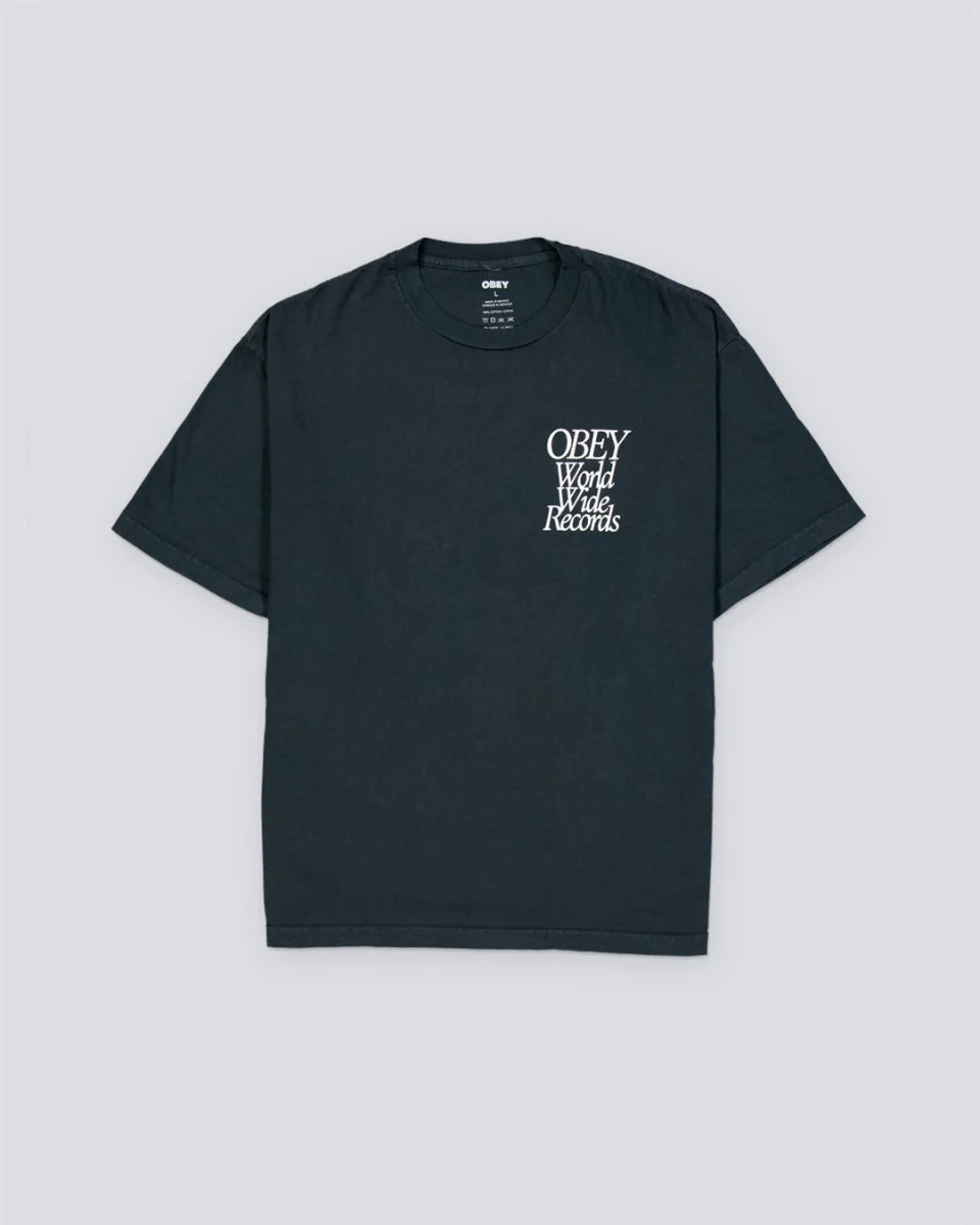 Camiseta Obey Worldwide Records Pigment Negro Unisex