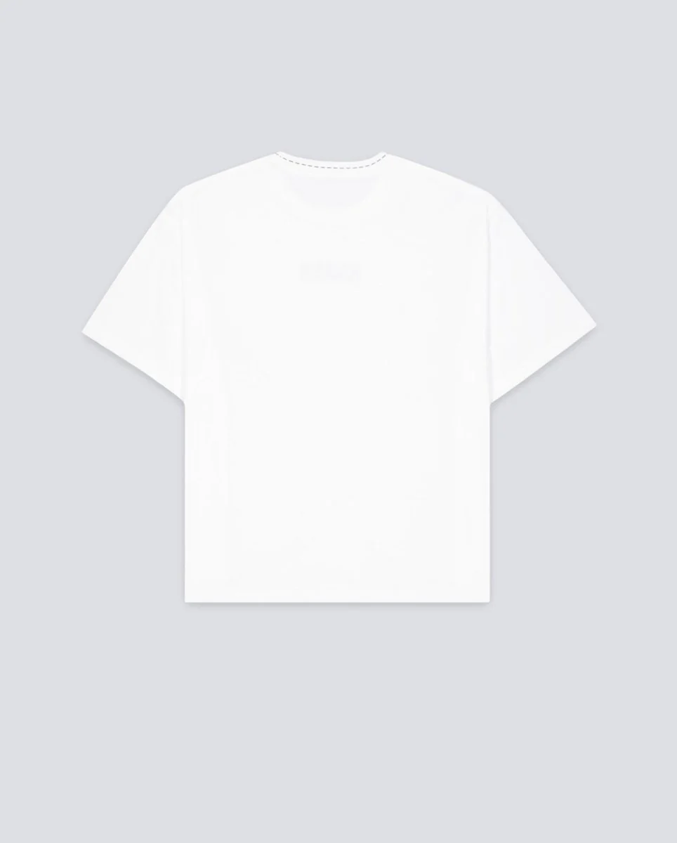 Camiseta Pleasures Cut Here Heavyweight Blanco Unisex - Image 3