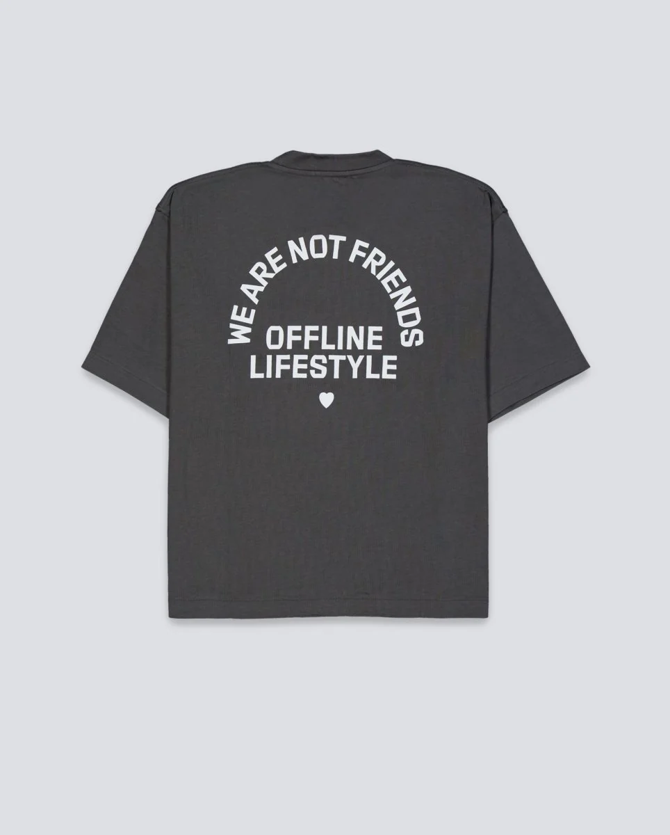 Camiseta We Are Not Friends Boxy Offline Love Gris Unisex - Image 3
