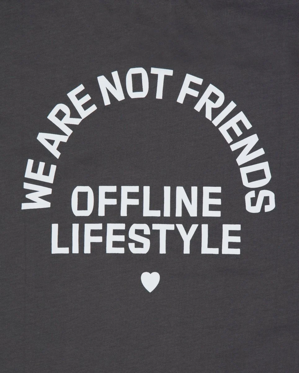 Camiseta We Are Not Friends Boxy Offline Love Gris Unisex - Image 4