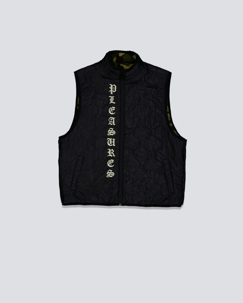 Chaleco Pleasures Feliz Reversible Vest Camuflaje Y Negro Hombre - Image 2