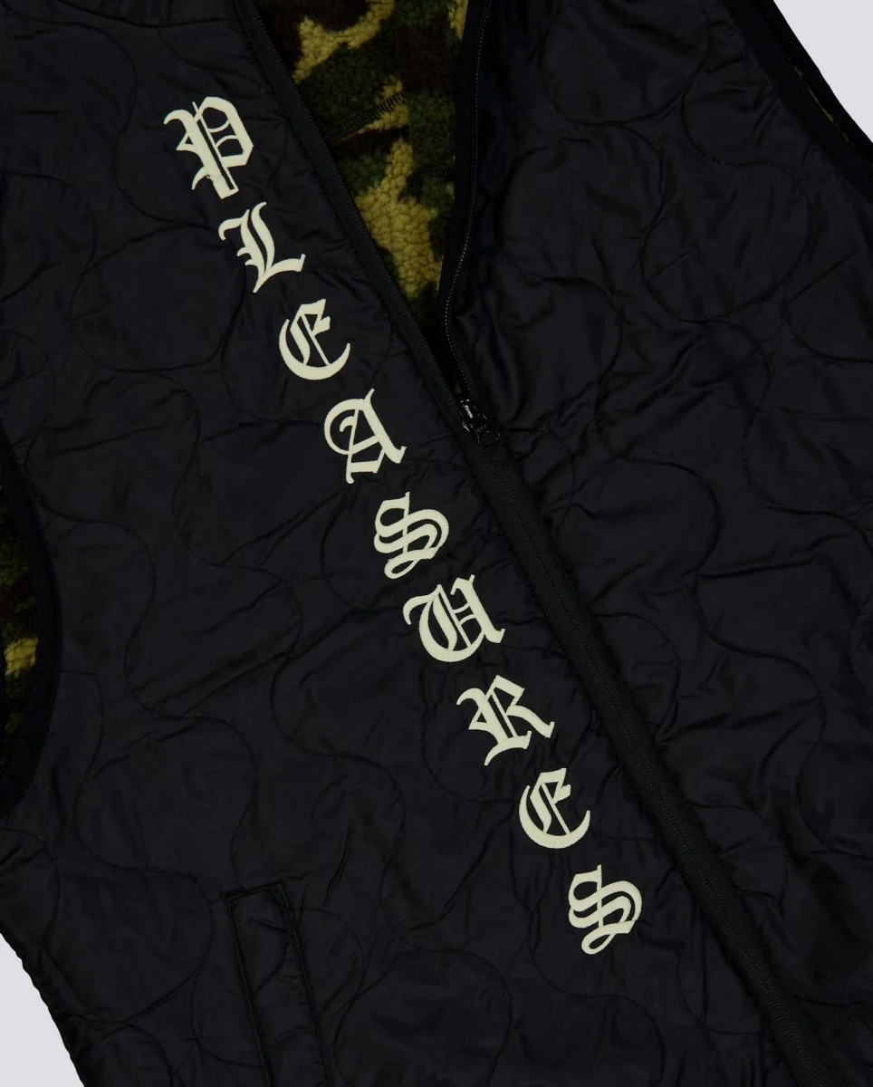 Chaleco Pleasures Feliz Reversible Vest Camuflaje Y Negro Hombre - Image 6