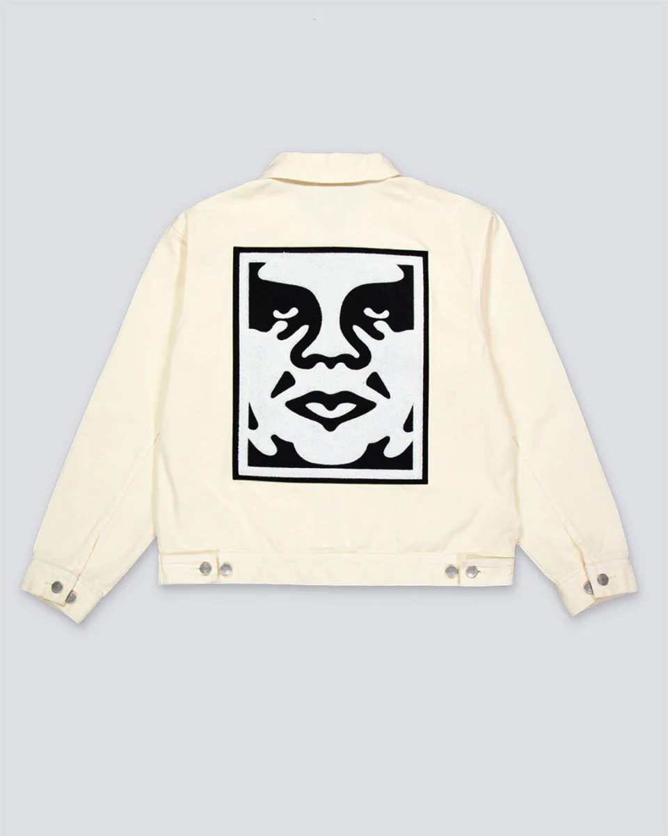 Chaqueta Obey Icon Hardwork Beige Hombre - Image 2