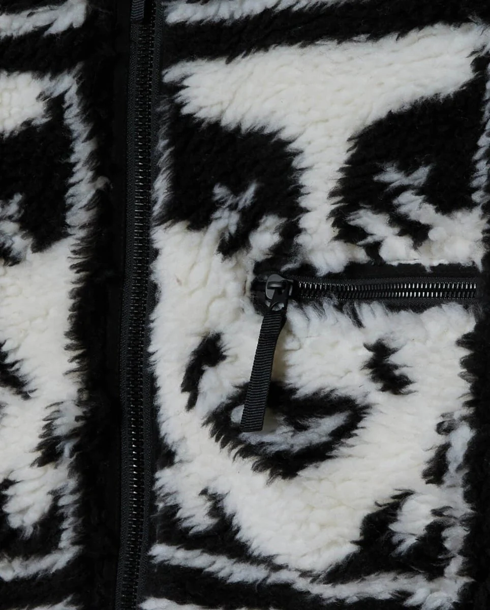 Chaqueta Polar Obey Repeated Icon Sherpa Negro Unisex - Image 2
