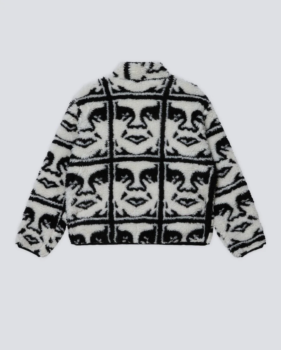 Chaqueta Polar Obey Repeated Icon Sherpa Negro Unisex - Image 3