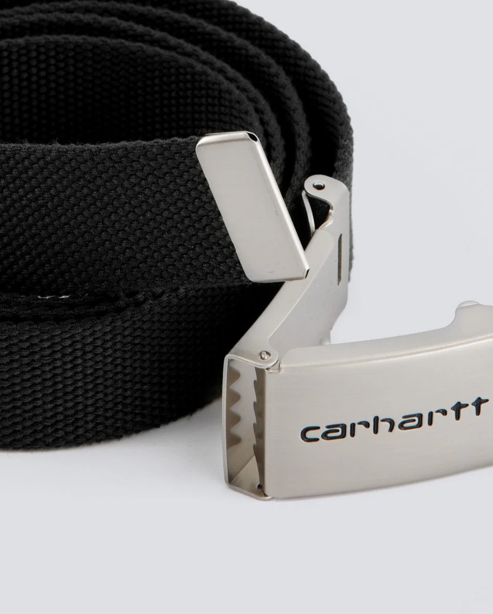 Cinturón Carhartt Wip Clip Belt Chrome Negro Unisex - Image 3