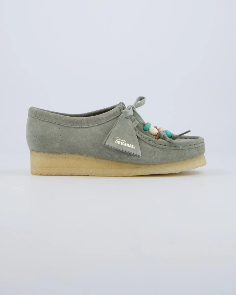 Clarks Wallabee Sage Suede Gris Clarito Mujer
