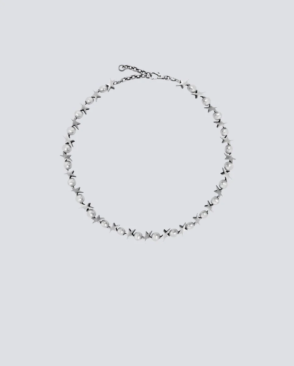 Collar Twojeys Pearls Between Icons Plateado Unisex
