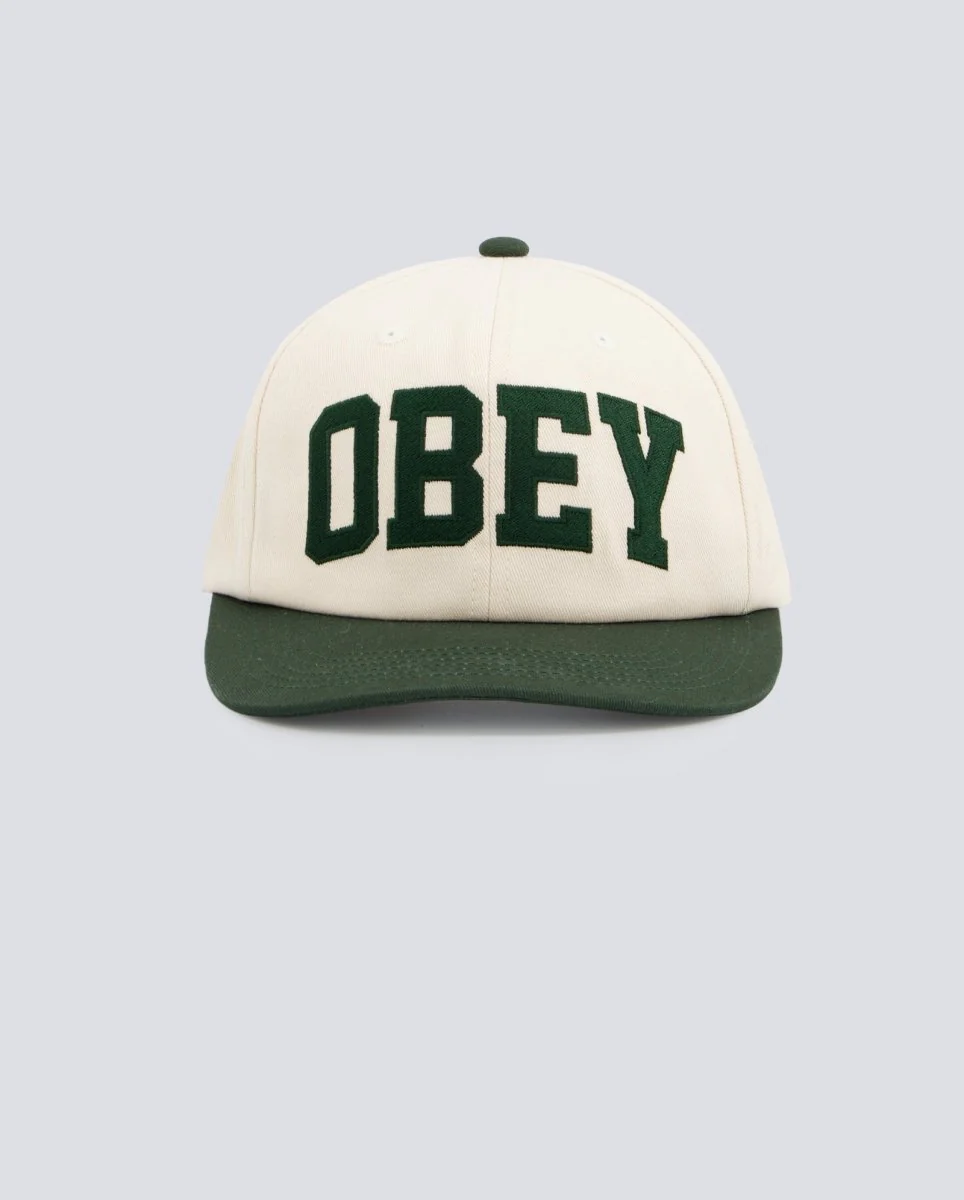 Gorra Obey Collegiate 6 Pnl Strapback Verde Y Beige Unisex