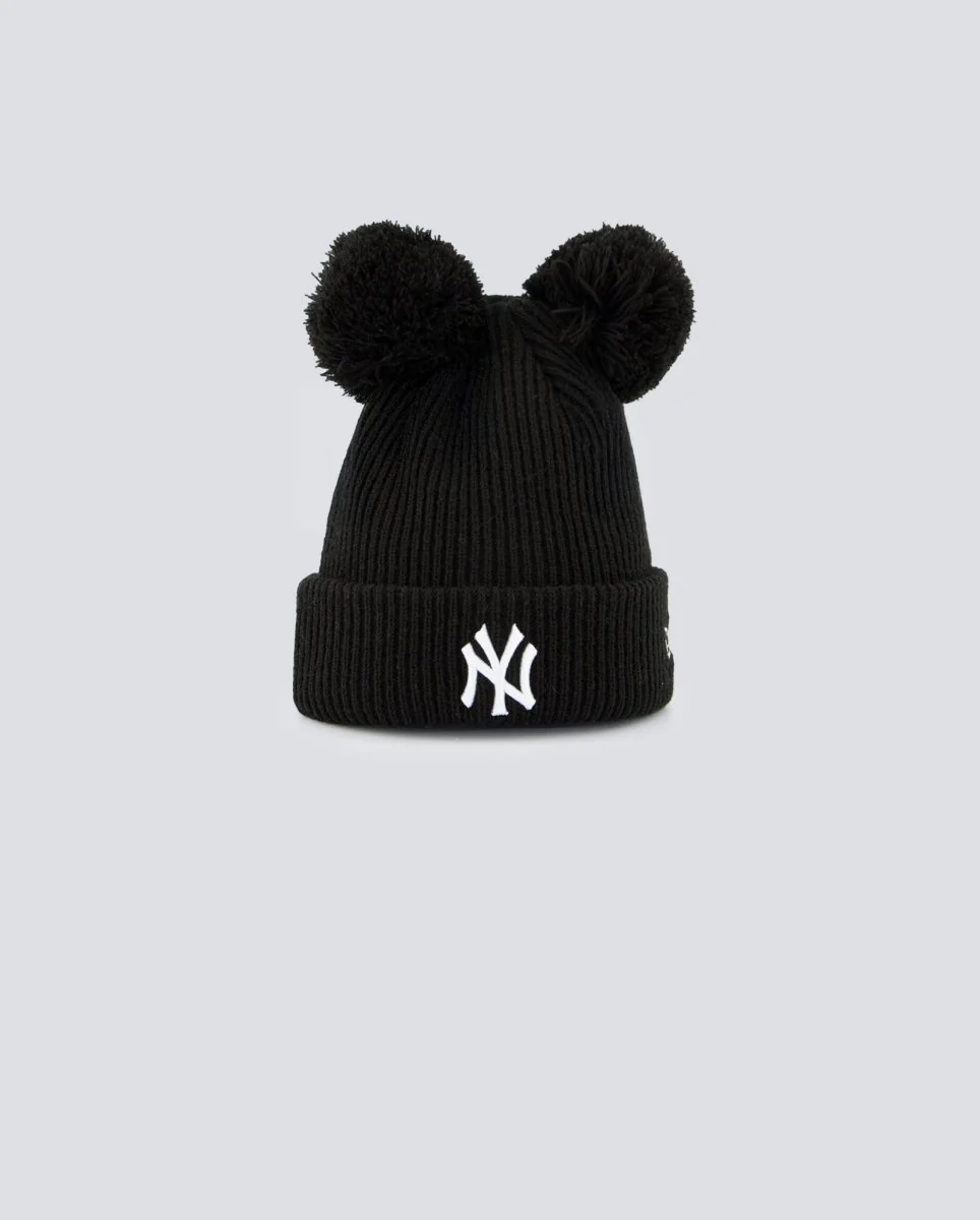 Gorro New Era Doble Pom Pom Negro Mujer