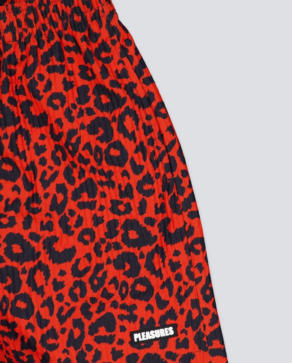 Pantalón Corto Pleasures Leopard Active Rojo Hombre - Image 2