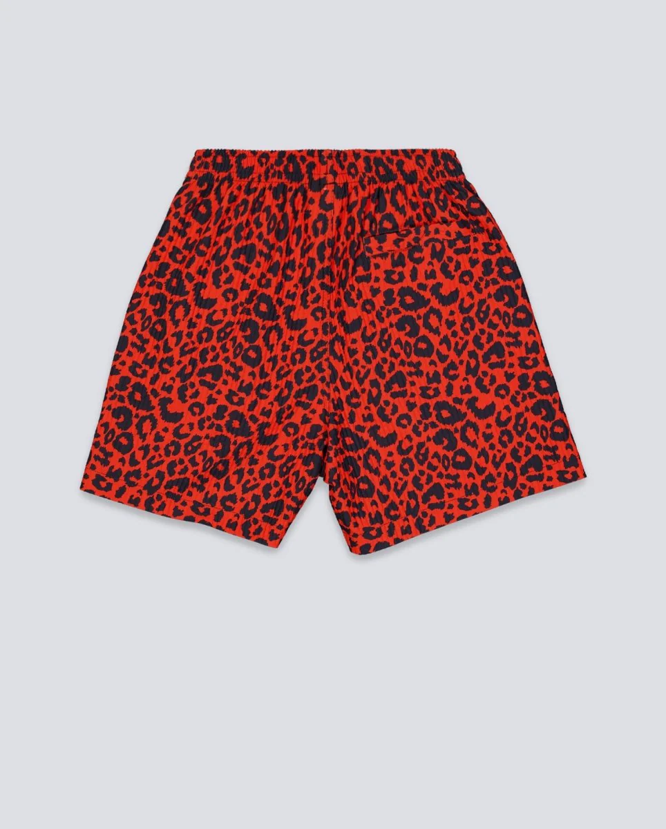 Pantalón Corto Pleasures Leopard Active Rojo Hombre - Image 3