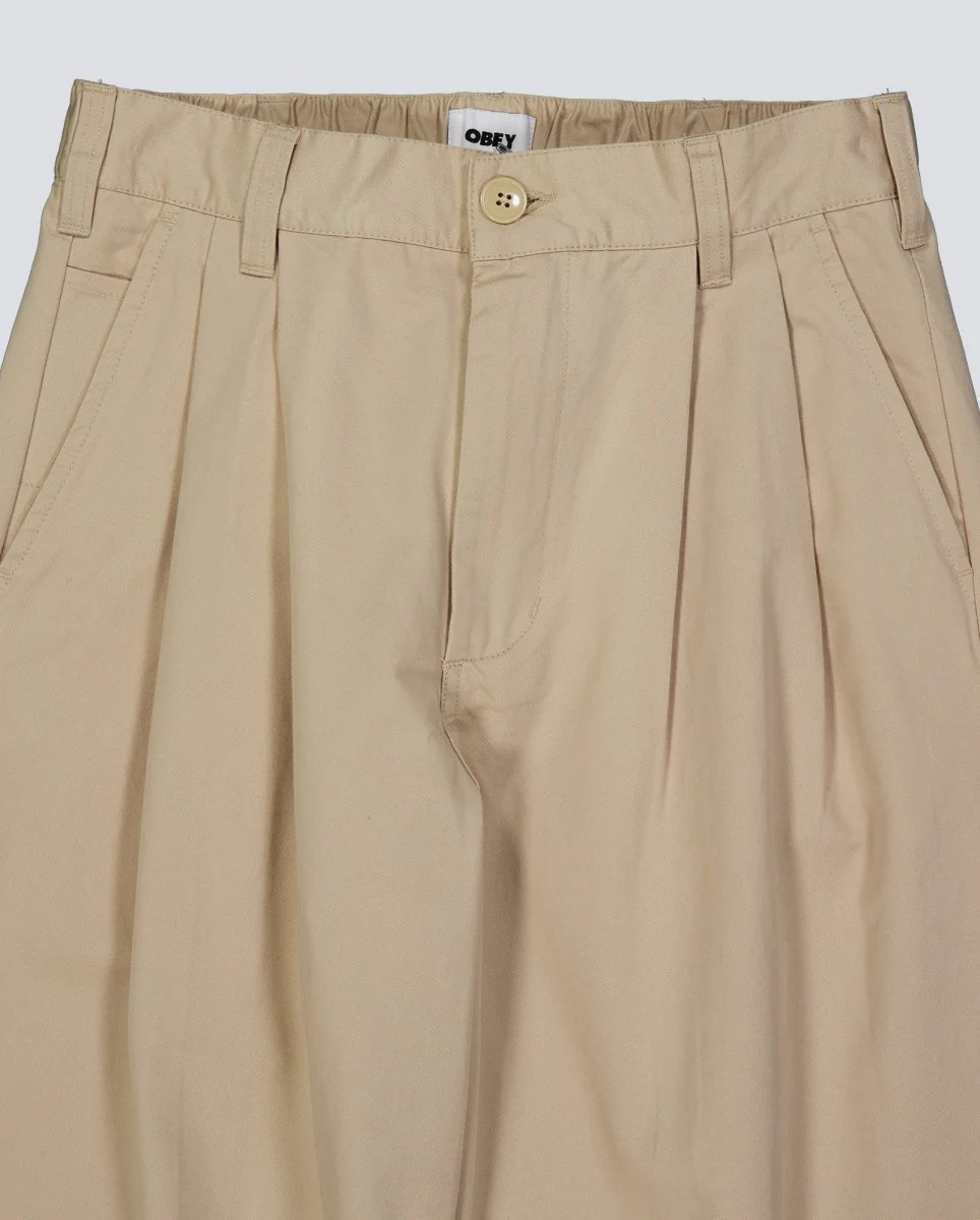 Pantalón Obey Foster Pleated Beige Hombre - Image 5