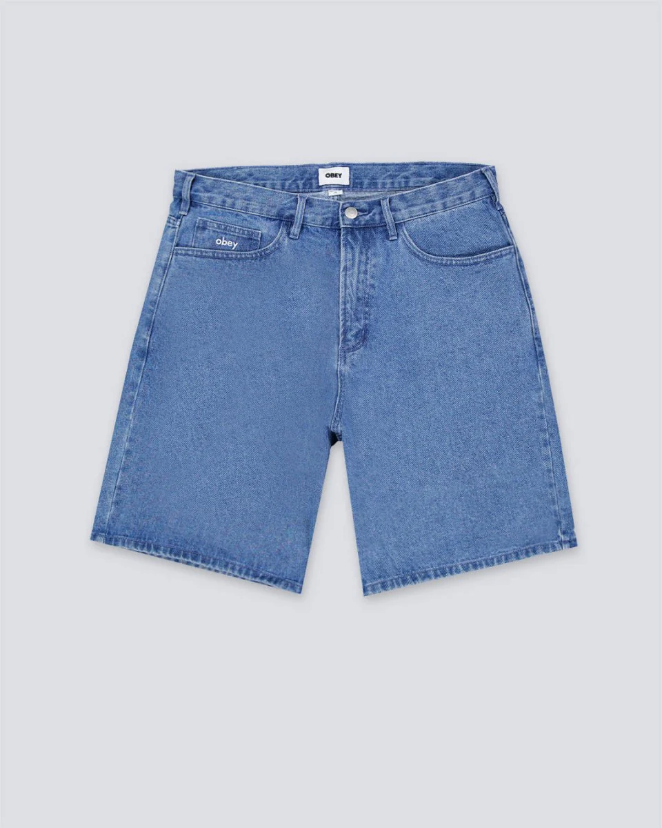 Pantalón Vaquero corto Obey Bigwig baggy Azul Claro Hombre