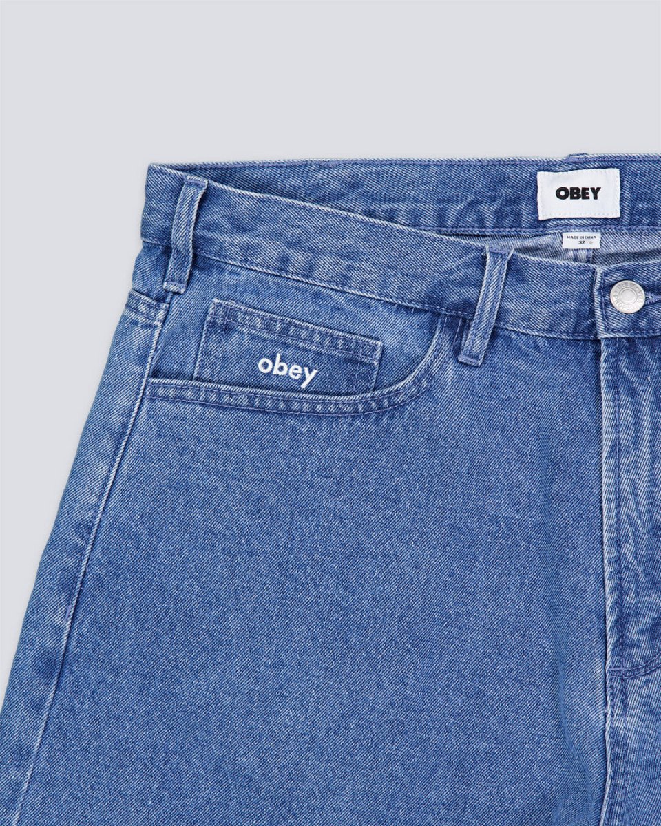 Pantalón Vaquero corto Obey Bigwig baggy Azul Claro Hombre - Image 3