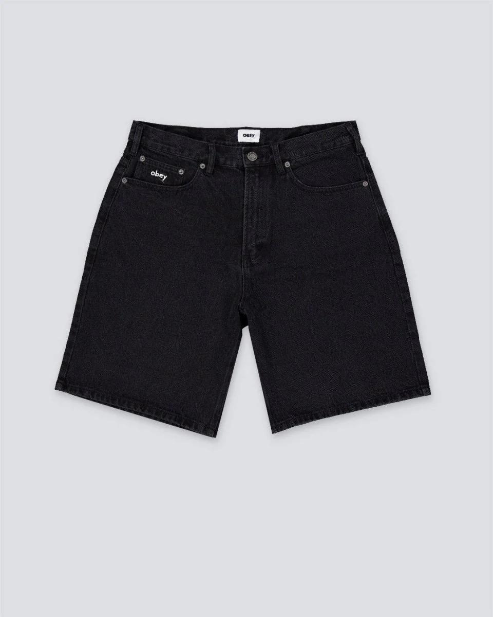 Pantalón Vaquero corto Obey Bigwig baggy Negro Hombre