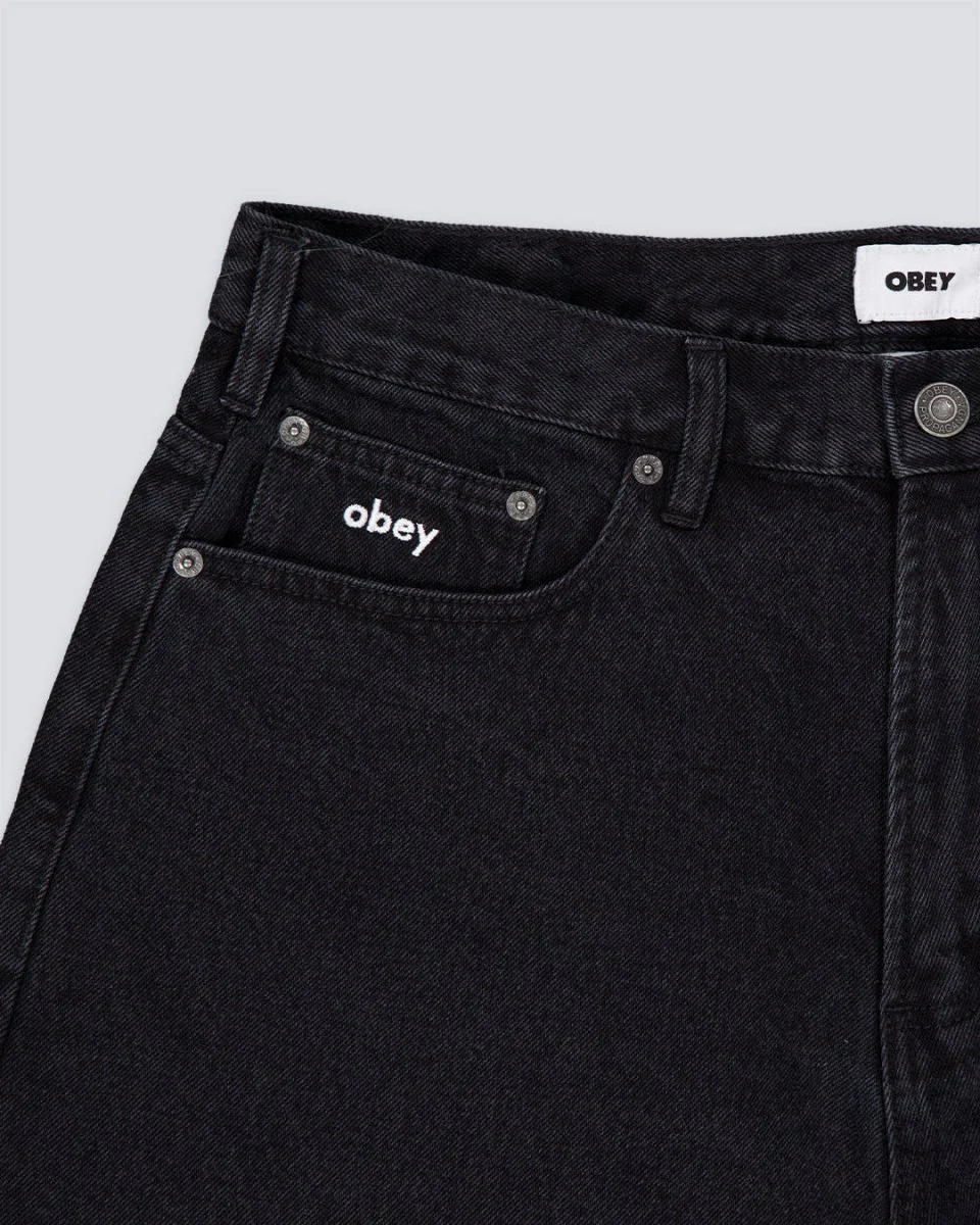 Pantalón Vaquero corto Obey Bigwig baggy Negro Hombre - Image 3