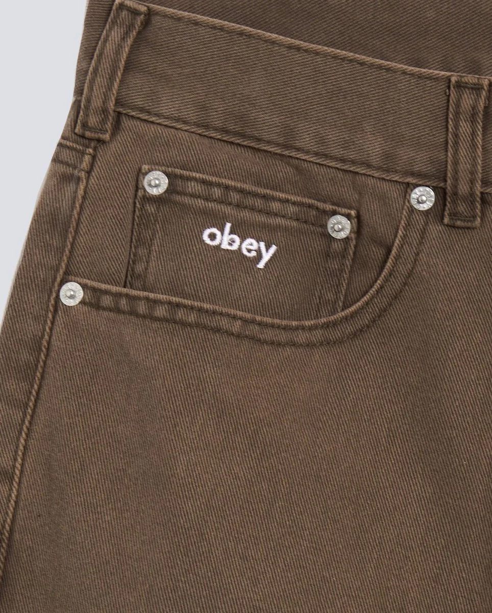 Pantalón Vaquero Obey Bigwig Baggy Marrón Hombre - Image 3
