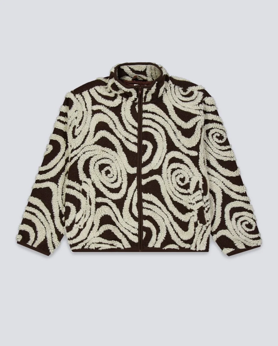 Chaqueta Polar Obey Swirls Jacquard Marrón Mujer