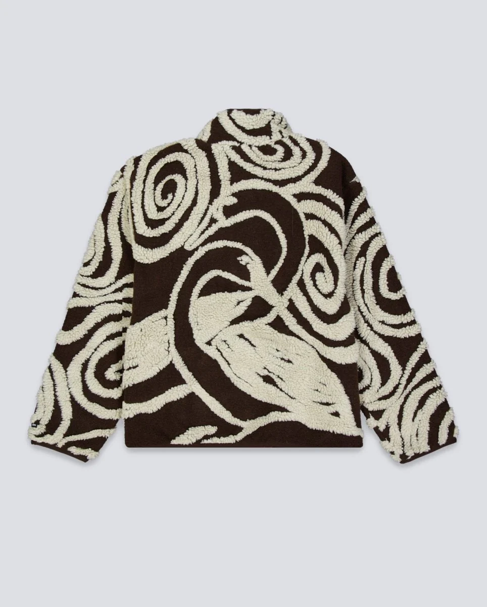 Chaqueta Polar Obey Swirls Jacquard Marrón Mujer - Image 4