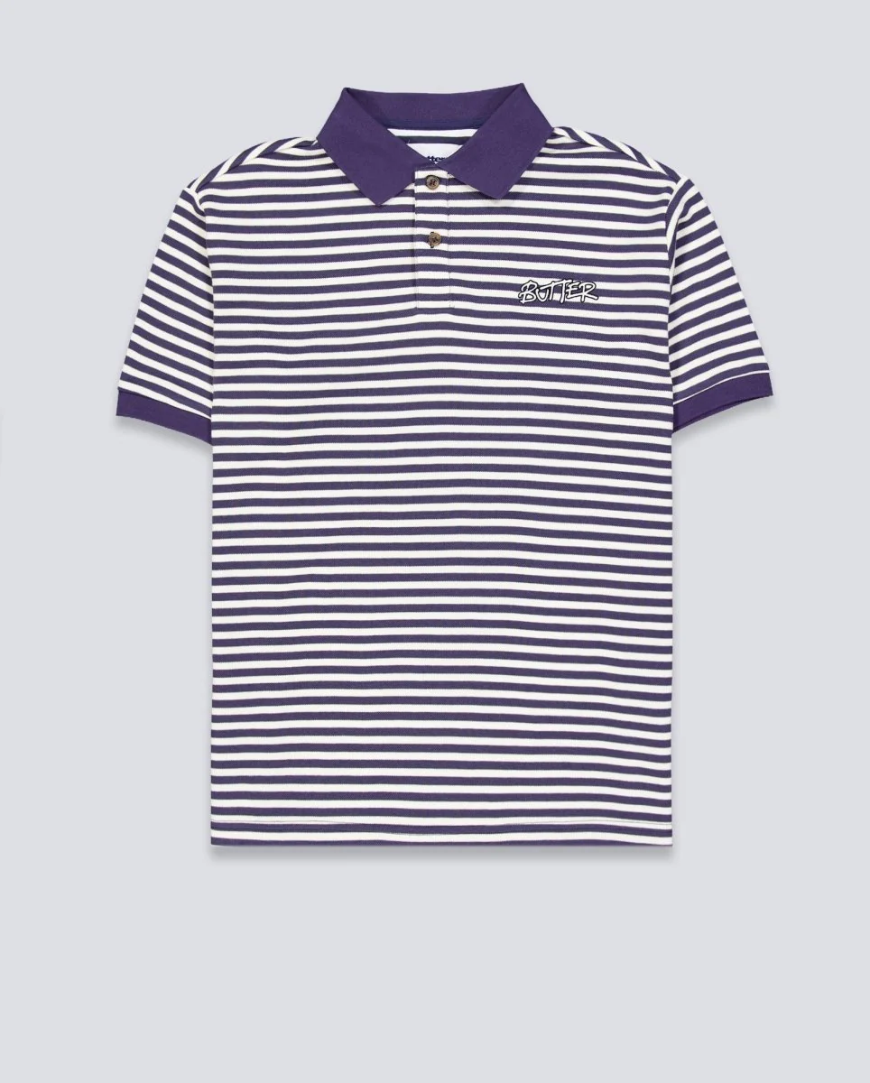 Polo Butter Goods Tunnel Azul Y Blanco Unisex