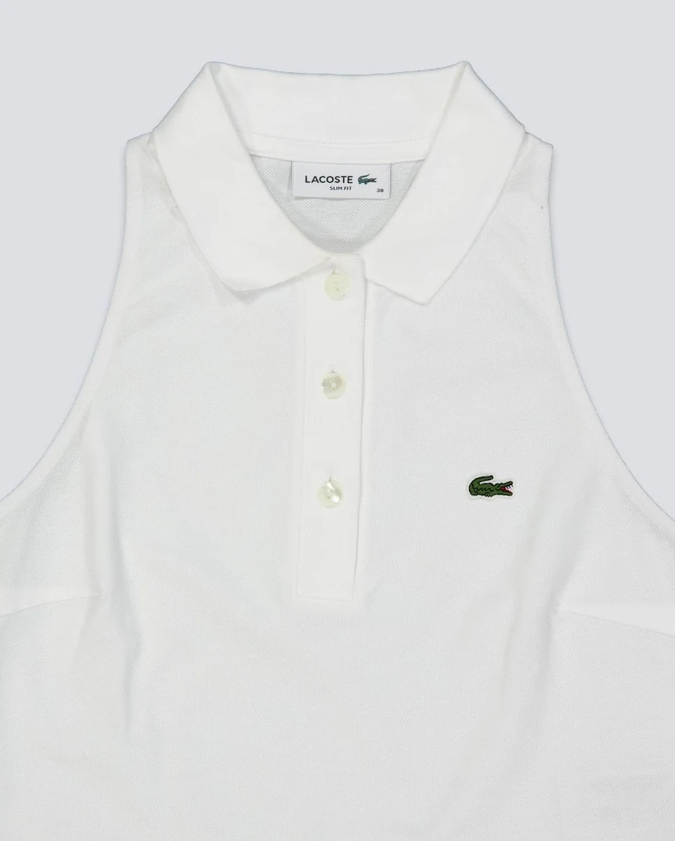 Polo Lacoste Cropped Blanco Mujer - Image 3