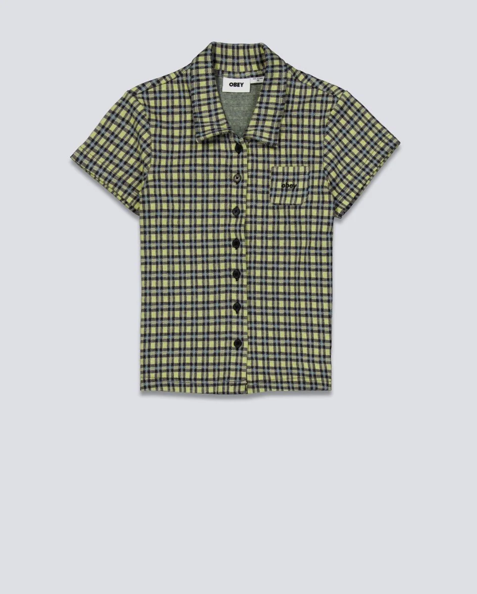 Camisa Obey Lila Micro Check Amarillo Mujer - Image 3